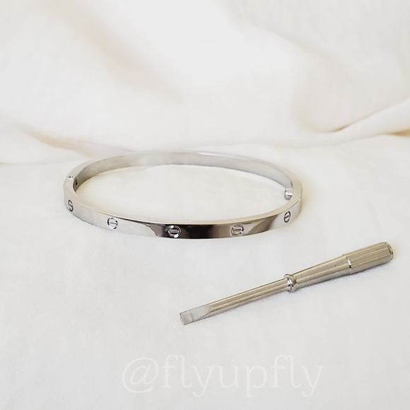 Bracelet 18k White Gold Filled Model Version Screw Bangle Slim - Picture 2 of 12